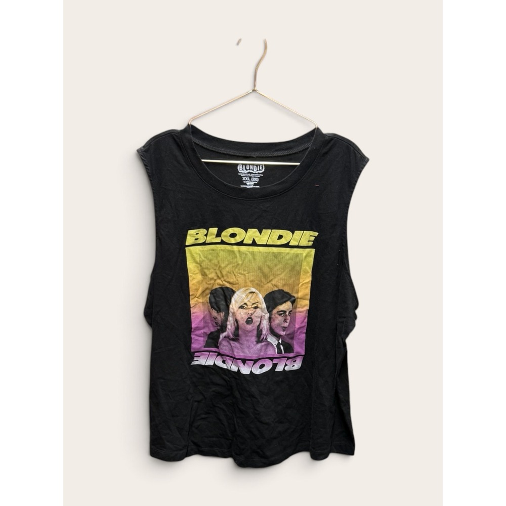 Blondie Graphic Muscle Tank Top Womens XXL 20 Black Sleeveless Band Tee NWT